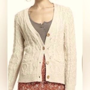 Anthropologie Far Away From Close Flare Sweater Cardigan in Oatmeal